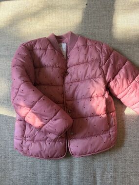 GAP Girls Pink Quilted Heart-Print Puffer Jacket.  Light.